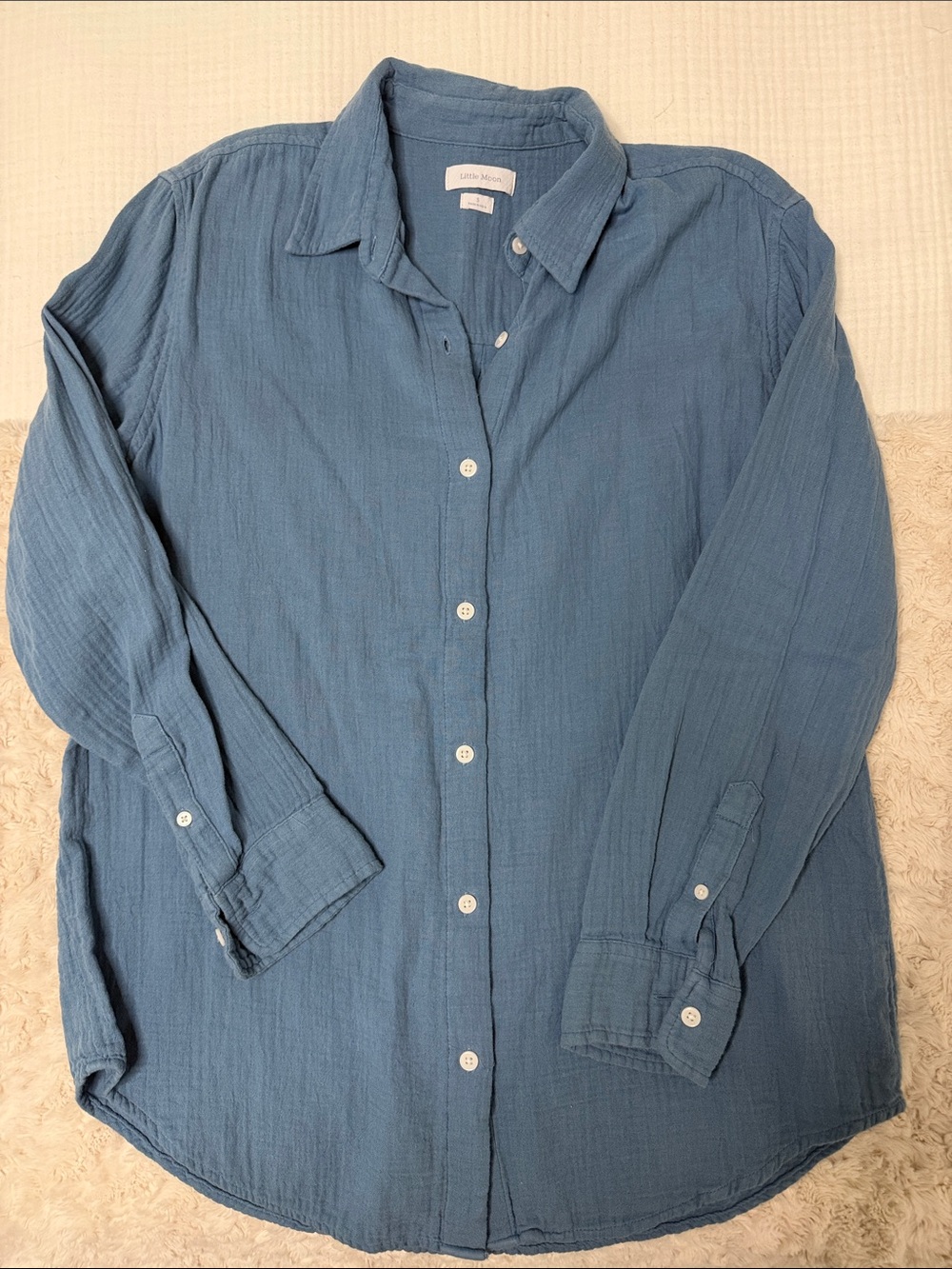 Little Moon Men's Casual Button-Down Shirt - Dusty Blue